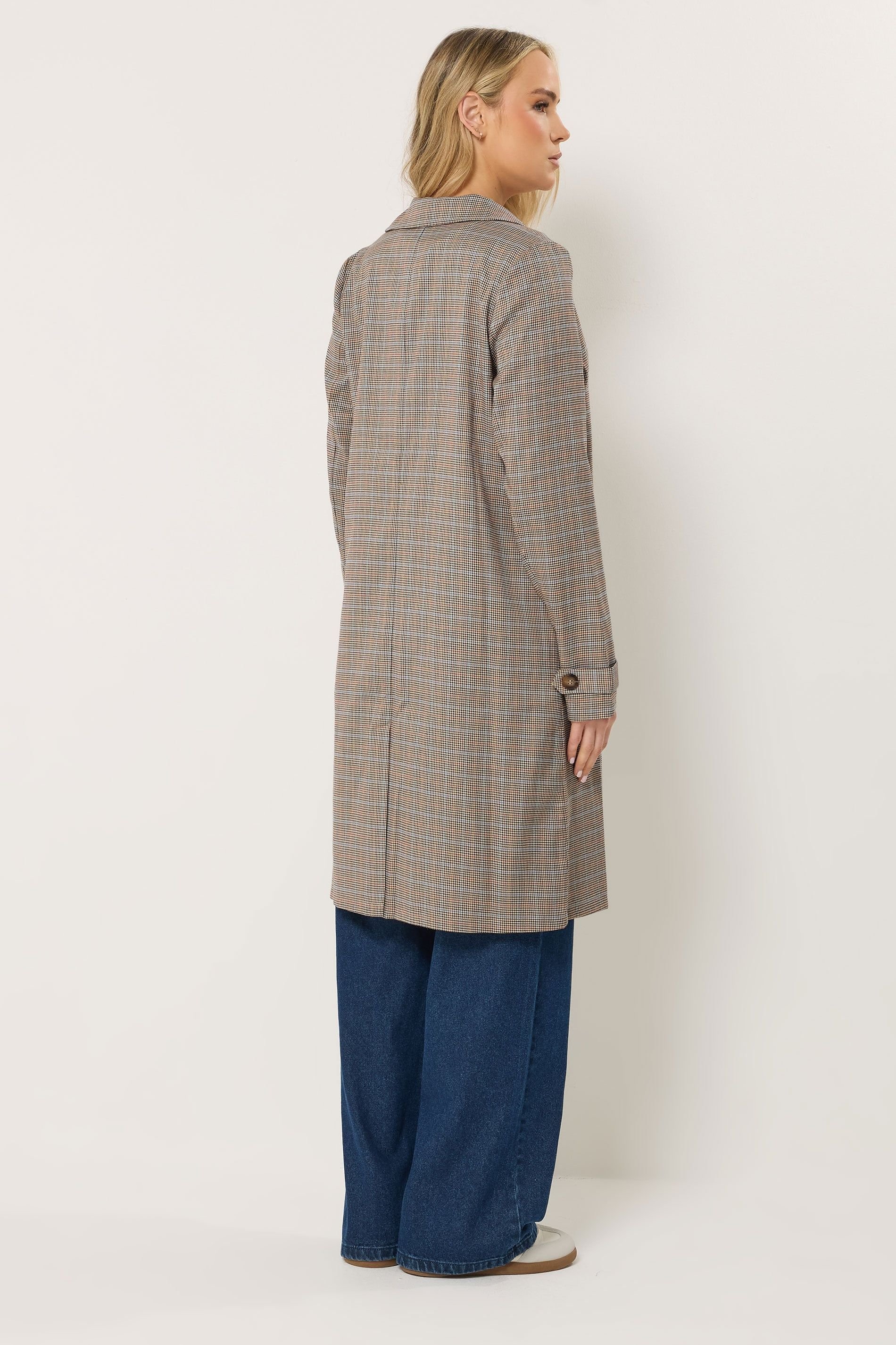 Long Tall Sally Long Tall Sally Women's Tall Check Car Coat in Light Brown - 3