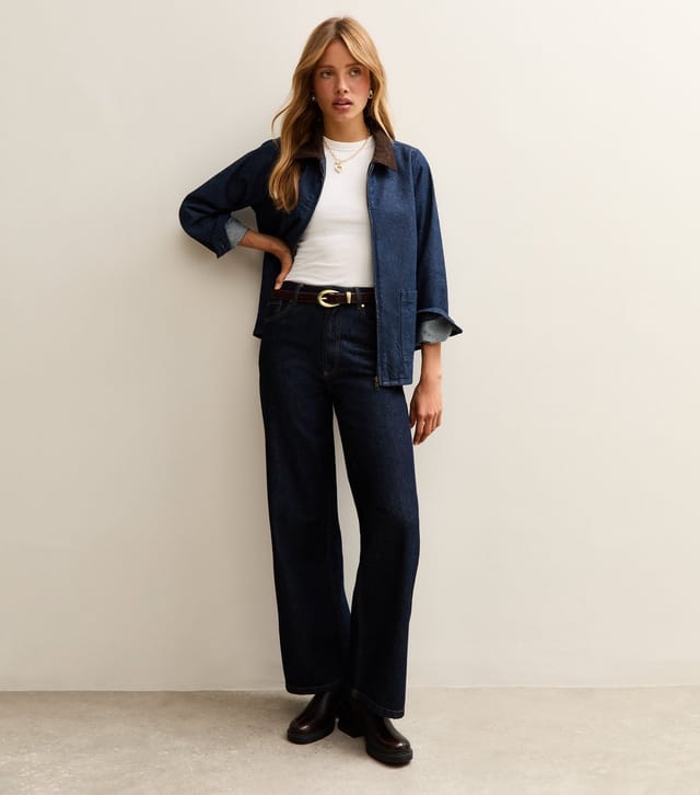 New Look Women's Blue Contrast Collar Denim Barn Jacket New Look - 3