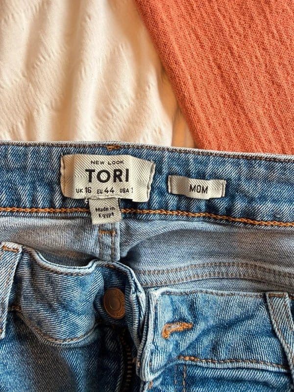New Look Blue Distressed Mom Jeans UK 16