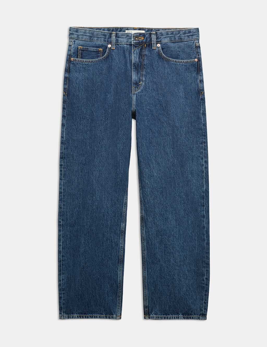 Marks & Spencer M&S Authentic Loose Fit Rigid Denim Jeans Medium Blue
