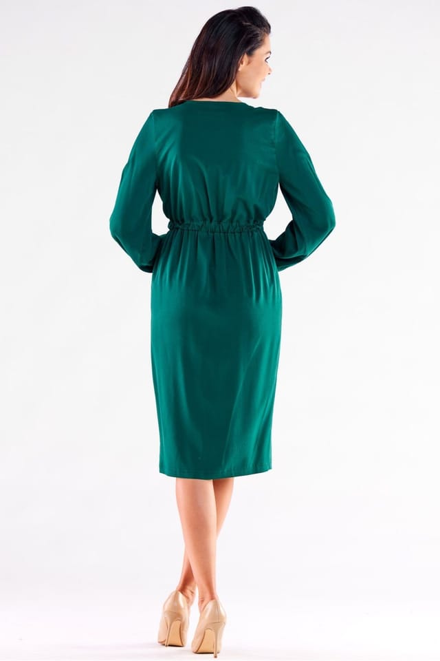 Love Lace Love Lace Women's Feminine Long Sleeve V Neck Cocktail Dress in Green - 3