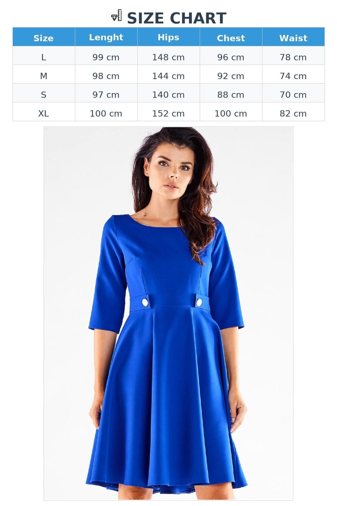 Love Lace Love Lace Women's Blushed Short Sleeve A Line Dress Buttons Poland in Blue - 4