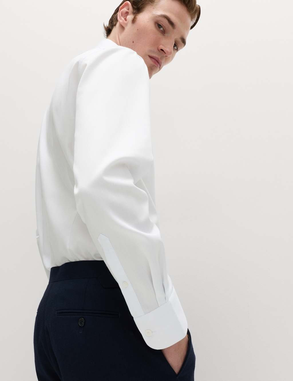 Marks & Spencer M&S 2 Piece Slim Fit Easy Iron Shirt & Tie Set Blue Mix - 3