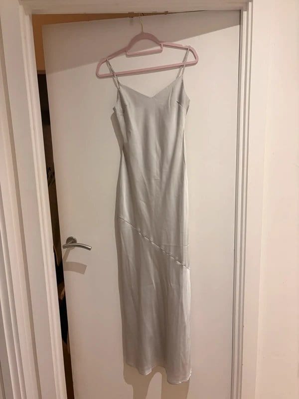 ASOS Silver Satin Maxi Dress