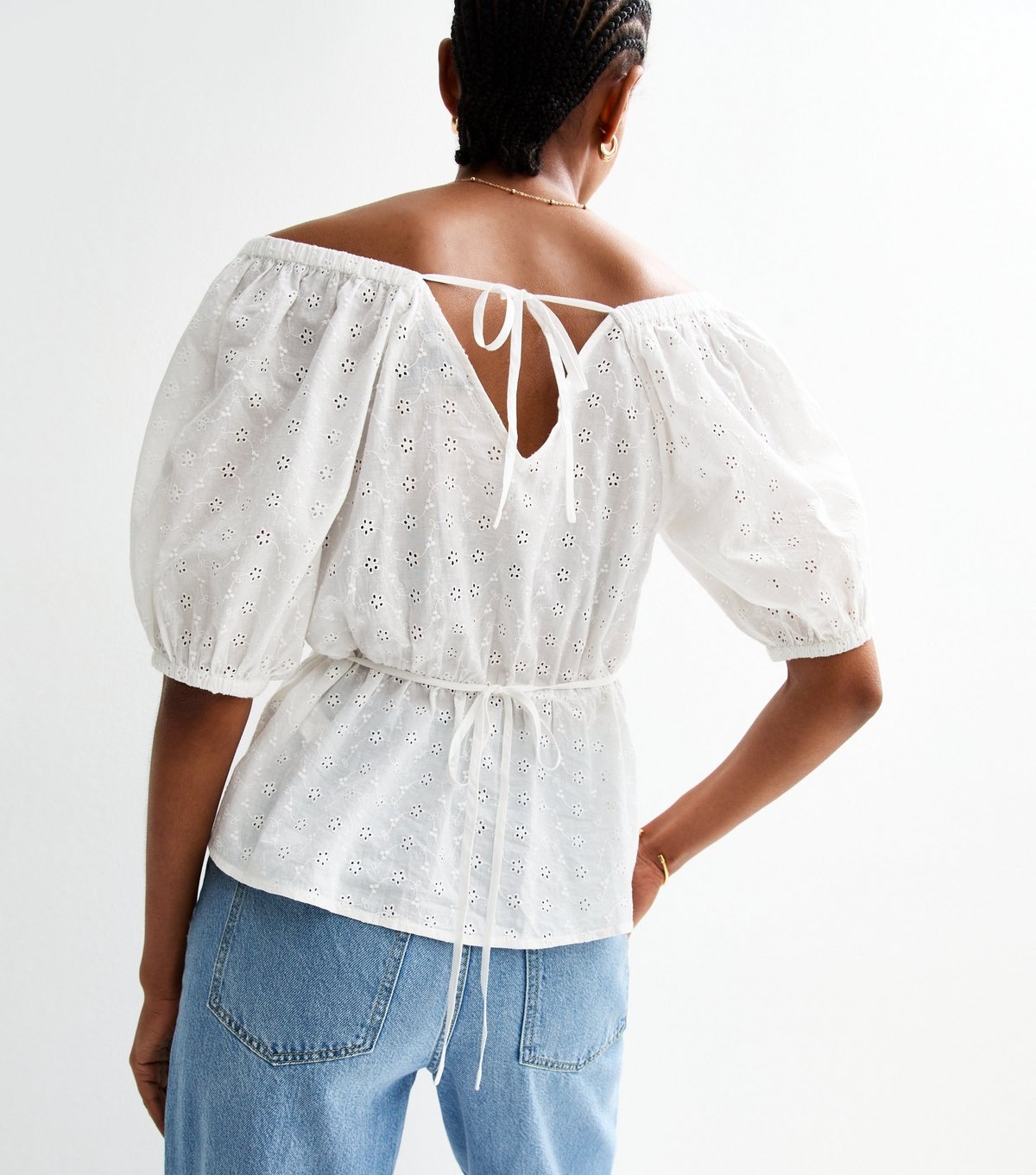 New Look Women's Tall White Cotton Broderie Anglaise Blouse New Look - 4