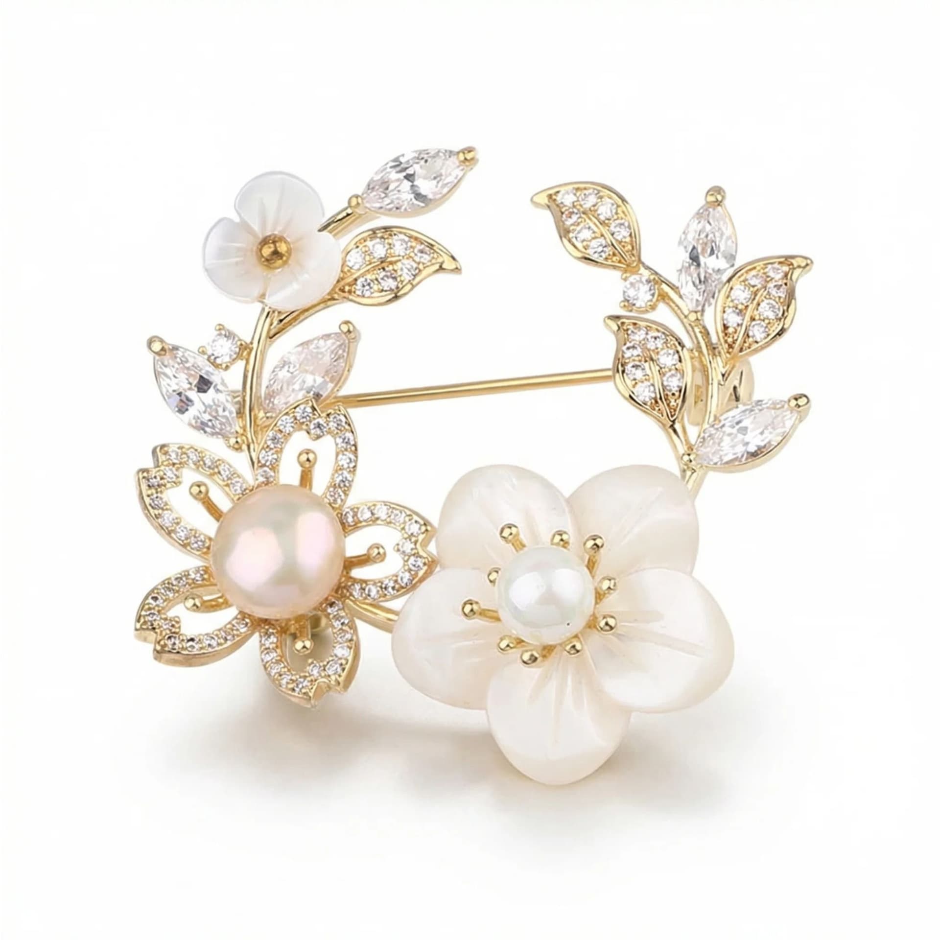 Angel Barocco Angel Barocco Multicolor Vintage Floral Mother-of-Pearl Brooch