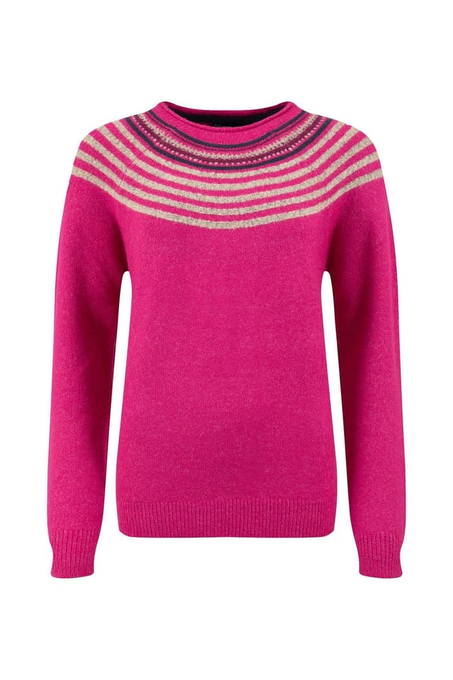 Weird Fish Weird Fish Women's Sinatra Patterned Knit Jumper in Bright Pink - 2