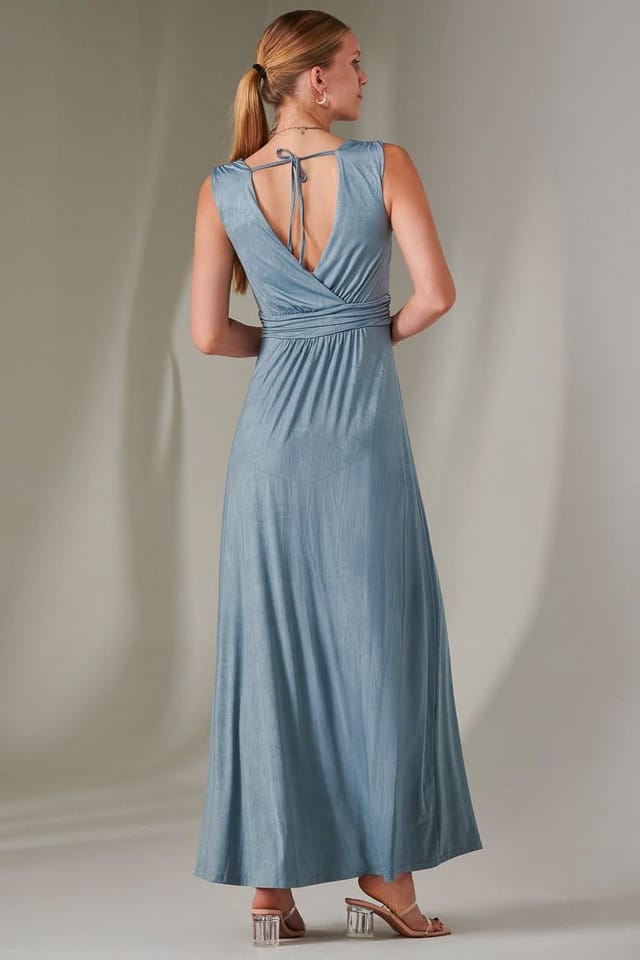 Jolie Moi Jolie Moi Women's Ella Wrap Bodice Jersey Maxi Dress in Blue - 2