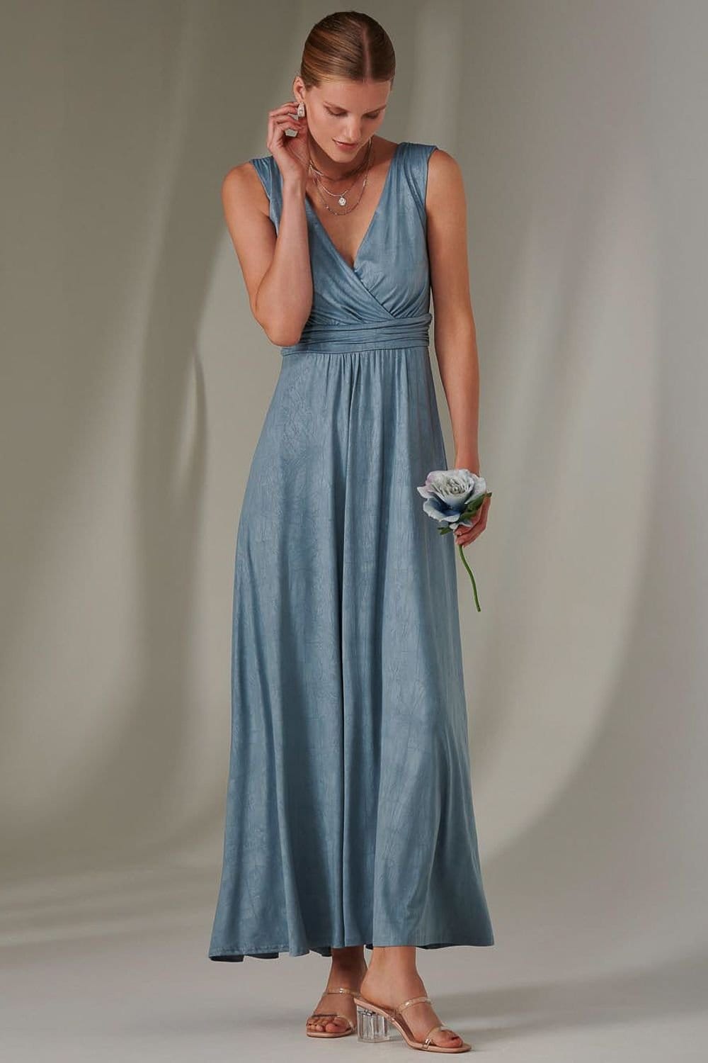 Jolie Moi Jolie Moi Women's Ella Wrap Bodice Jersey Maxi Dress in Blue - 4