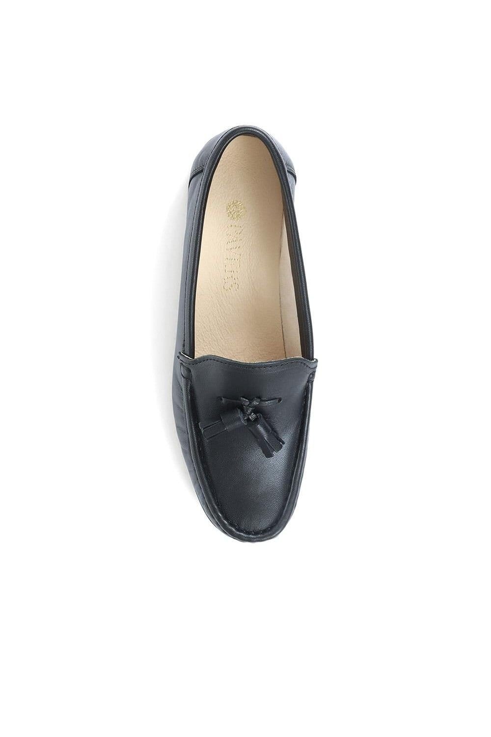 Pavers Pavers Women's Leather Tassel Loafers in Black - 4