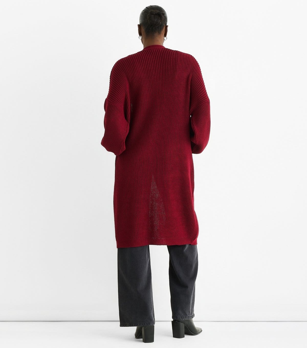 Gini London Women's Red Chunky Knit Long Cardigan Gini London New Look - 4