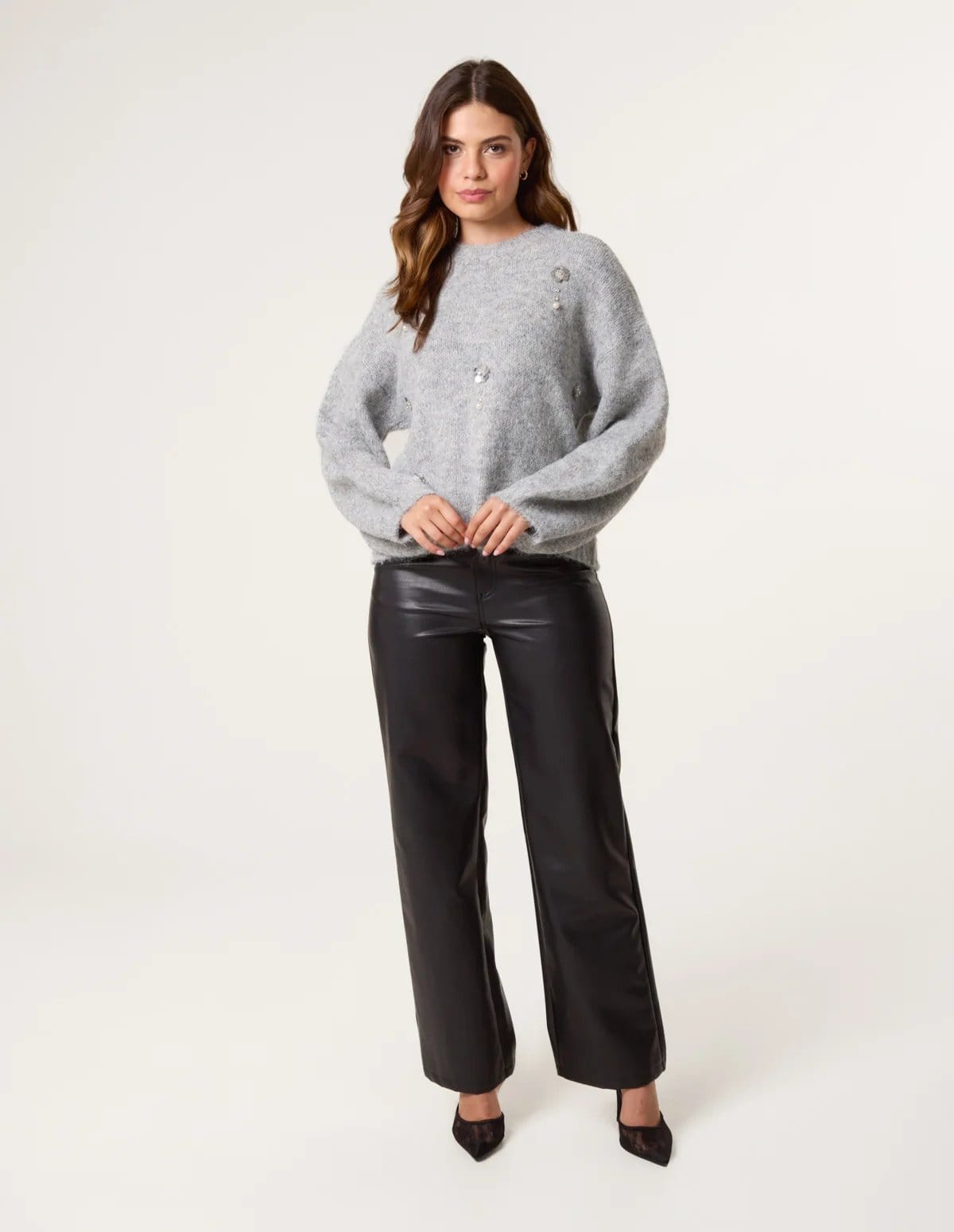 Blue Vanilla Flower Embellished Jumper - 4