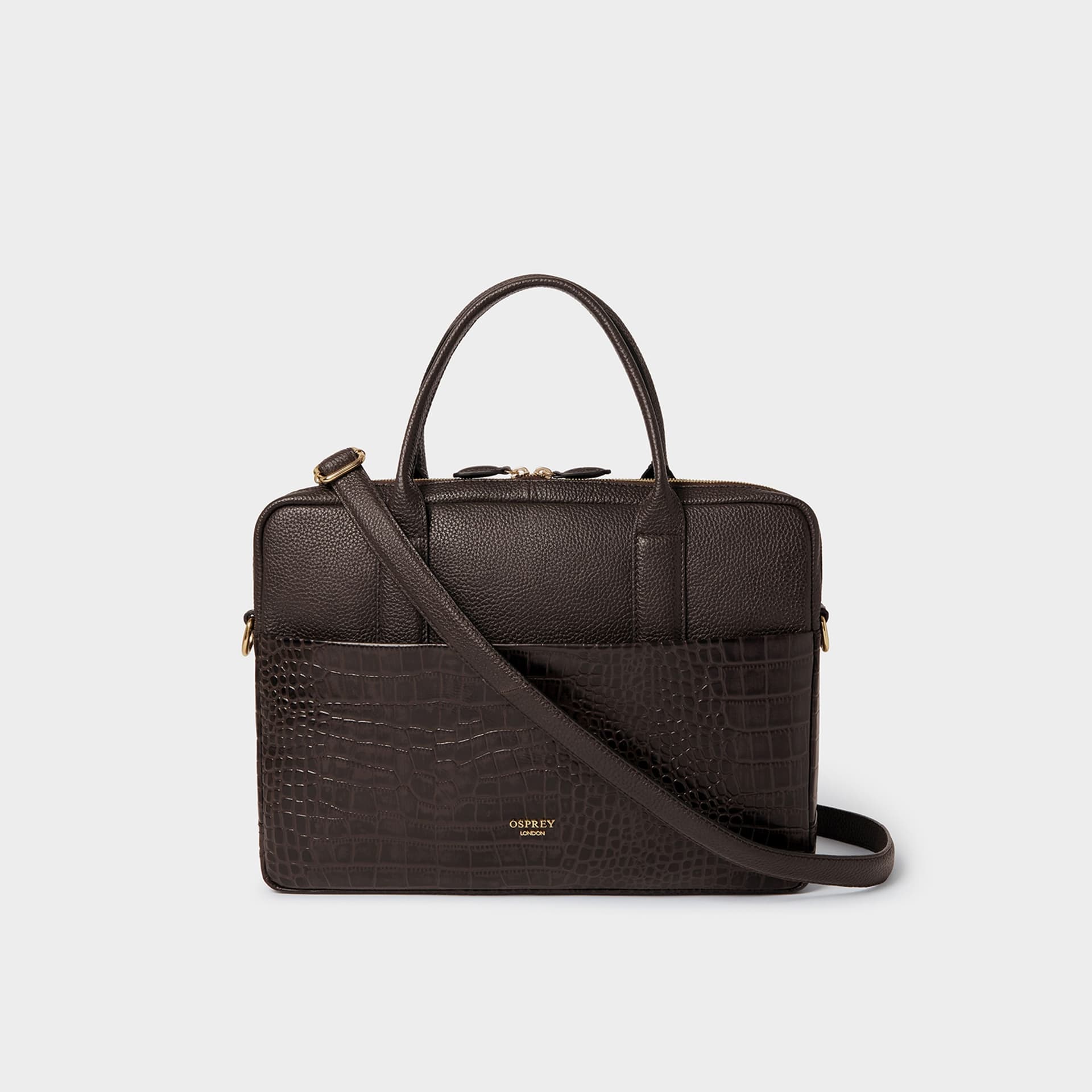 OSPREY LONDON OSPREY LONDON Women's The Kellie Leather Laptop Bag in Chocolate