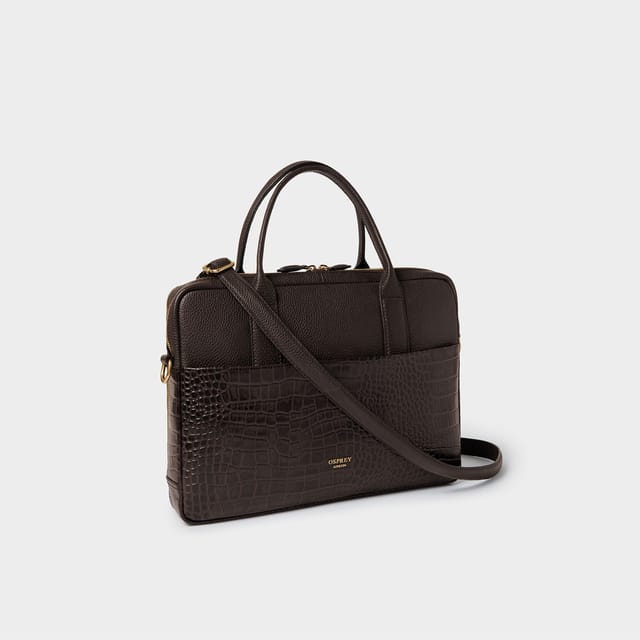 OSPREY LONDON OSPREY LONDON Women's The Kellie Leather Laptop Bag in Chocolate - 3