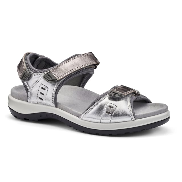 Hotter Hotter Women's Extra Wide 'Walk II' Sandals in Metallic Silver - 2