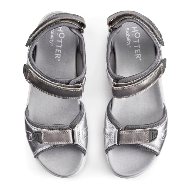 Hotter Hotter Women's Extra Wide 'Walk II' Sandals in Metallic Silver - 3