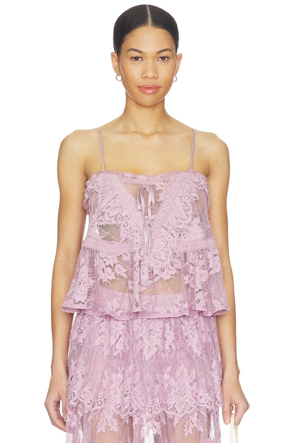 revolve Revolve Mauve Shadows Lace Cami Top