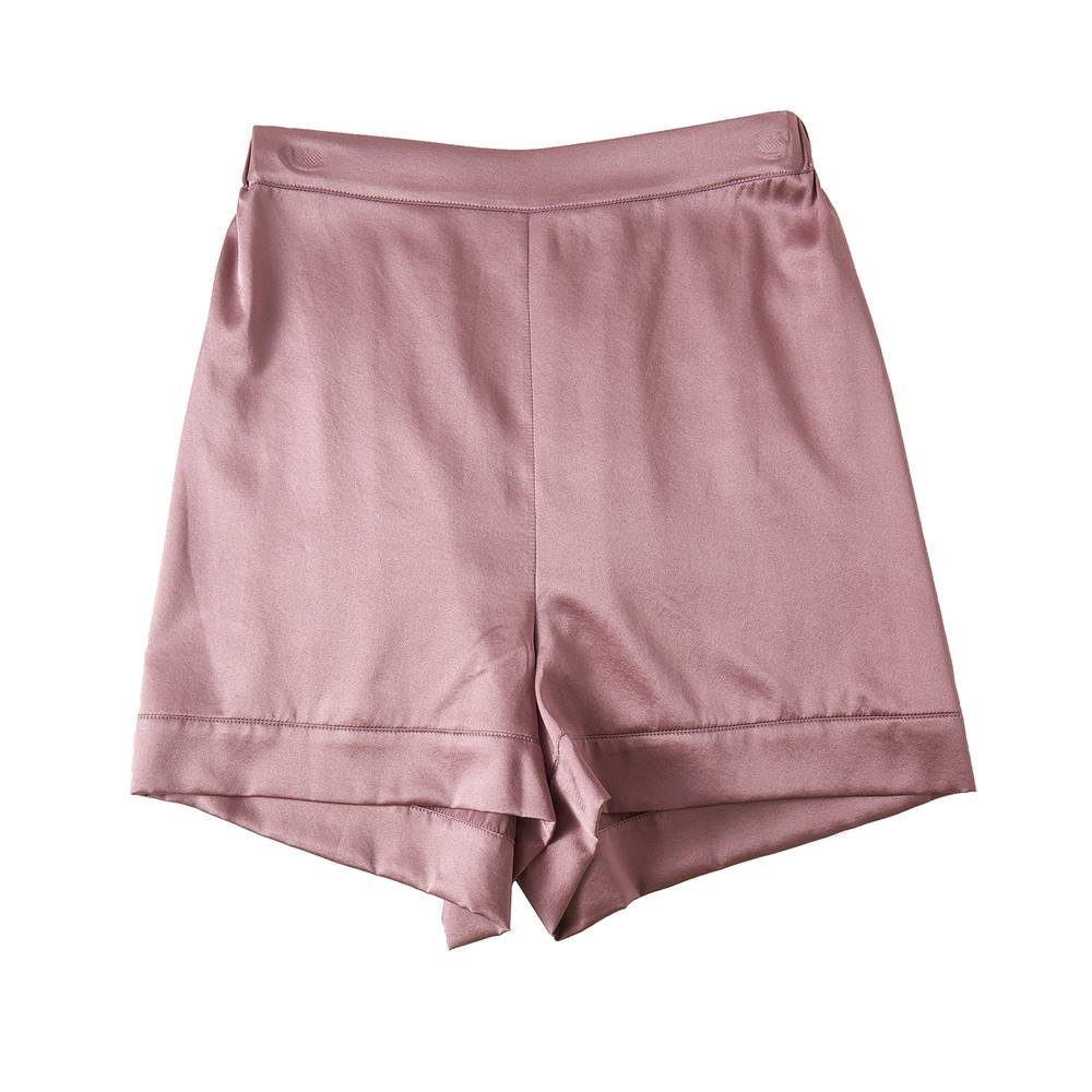 Soft Strokes Silk Soft Strokes Silk Women's Silk High Waist Shorts - Cocoa Purple in Mauve - 2