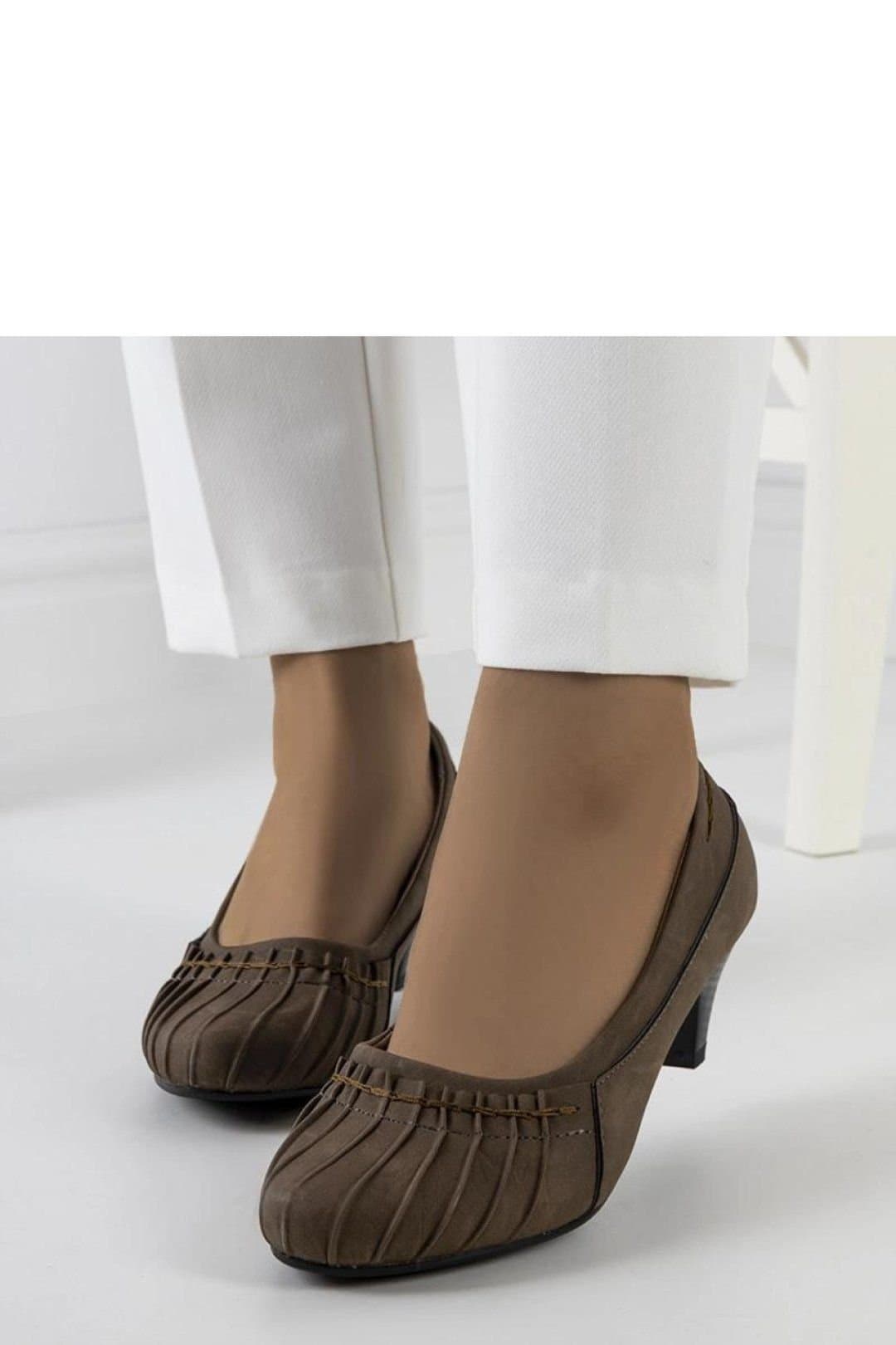 Love Lace Love Lace Women's Elegant Ruching Low Heel Pumps with Rounded Toe in Brown