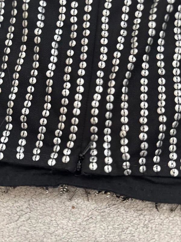 Topshop Topshop silver embellished sequin black crop top size 8
