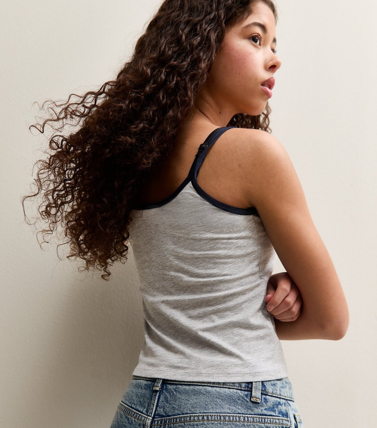 New Look Girls' Grey Jersey Scoop Neck Cami Top New Look - 4