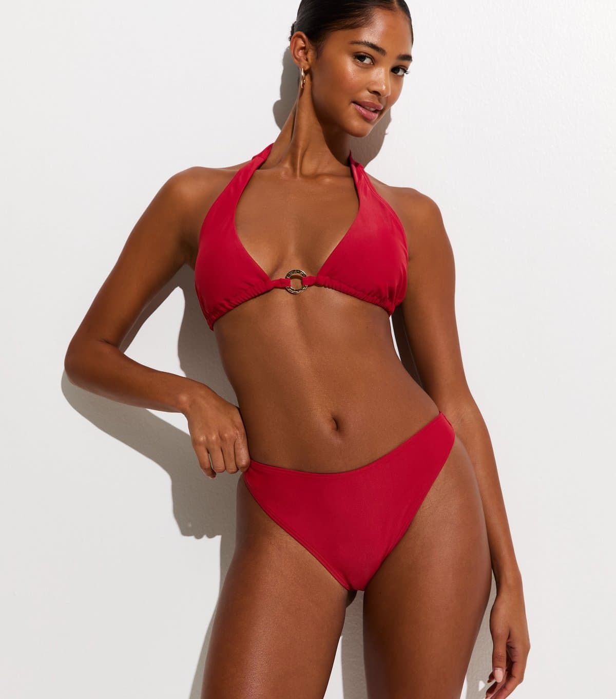 New Look New Look Dark Red Jersey Hipster Bikini Bottoms