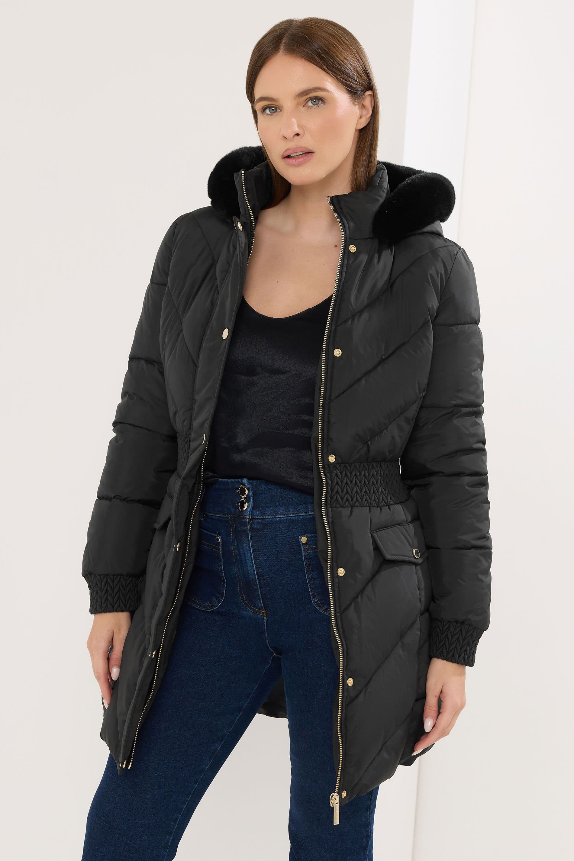Star By Julien Macdonald Star by Julien Macdonald Women's Quilted Padded Coat in Black