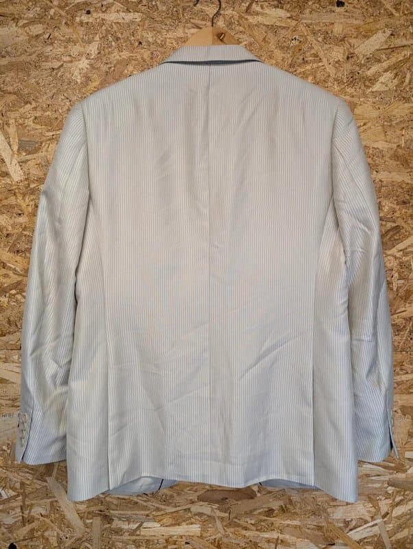 Giorgio Armani Giorgio Armani Le Collezioni Blazer Jacket Medium 40 Men Cream Beige Stripe Wool