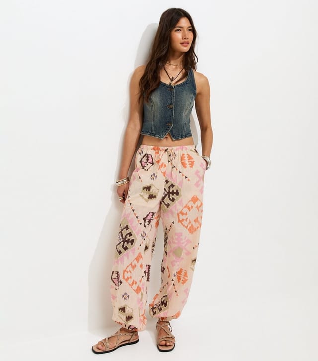 New Look Women's Multicolour Cotton Printed Cuffed Trousers New Look - 3