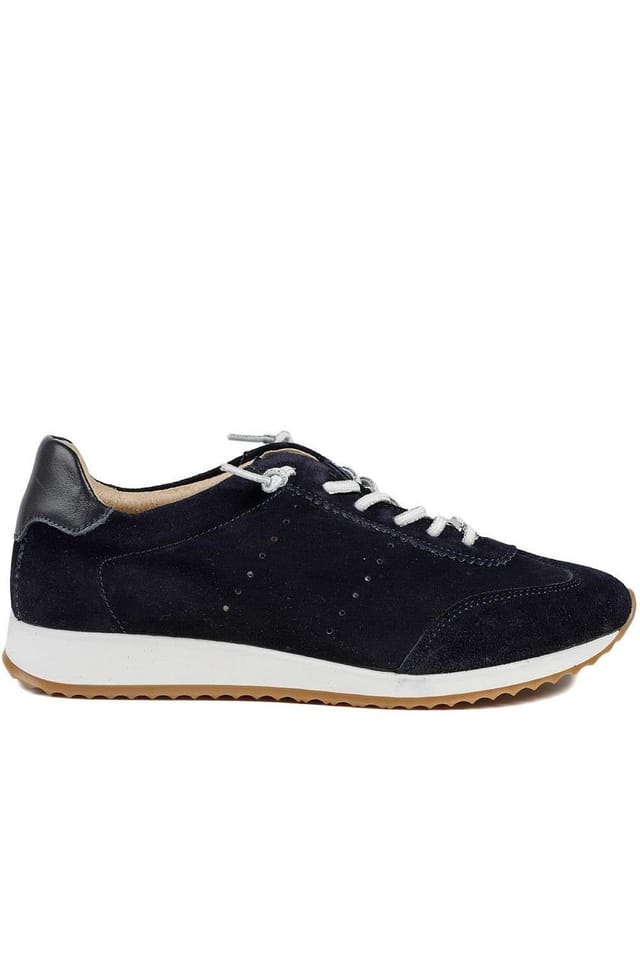 Jones Bootmaker Jones Bootmaker Women's Alenya Suede Leather Lace Up Trainers in Navy - 2