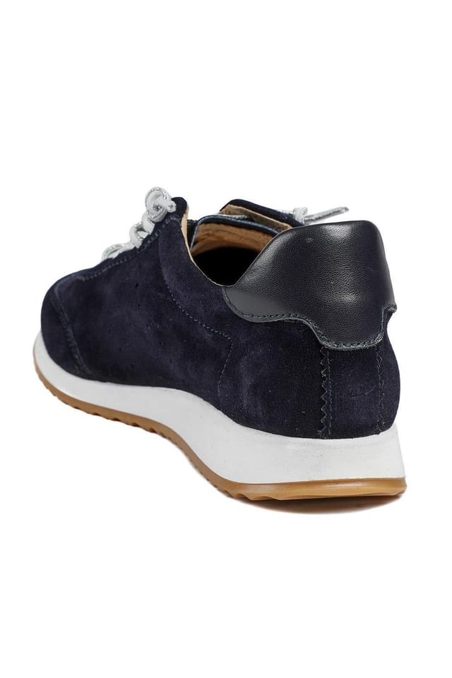 Jones Bootmaker Jones Bootmaker Women's Alenya Suede Leather Lace Up Trainers in Navy - 3