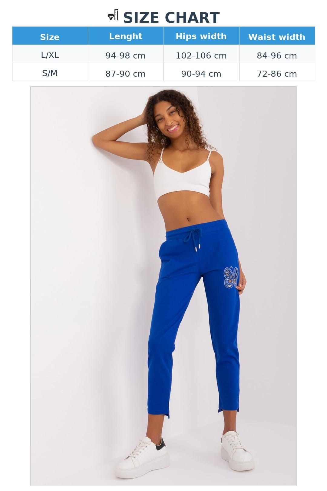 Love Lace Love Lace Women's Rhinestone Butterfly Cotton Track Pants in Blue - 4