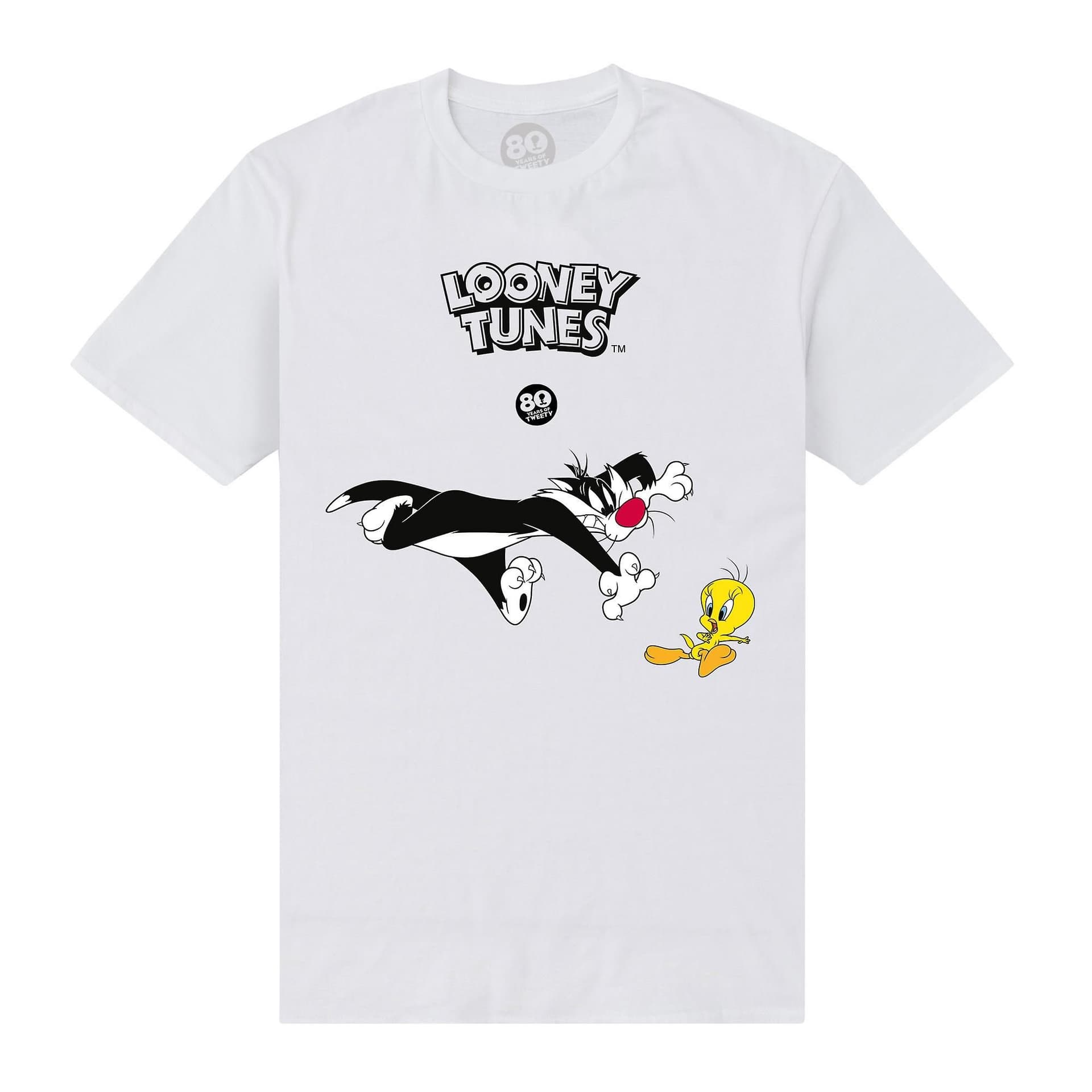 Tweety Tweety Men's Sylvester & 80th T-Shirt in White