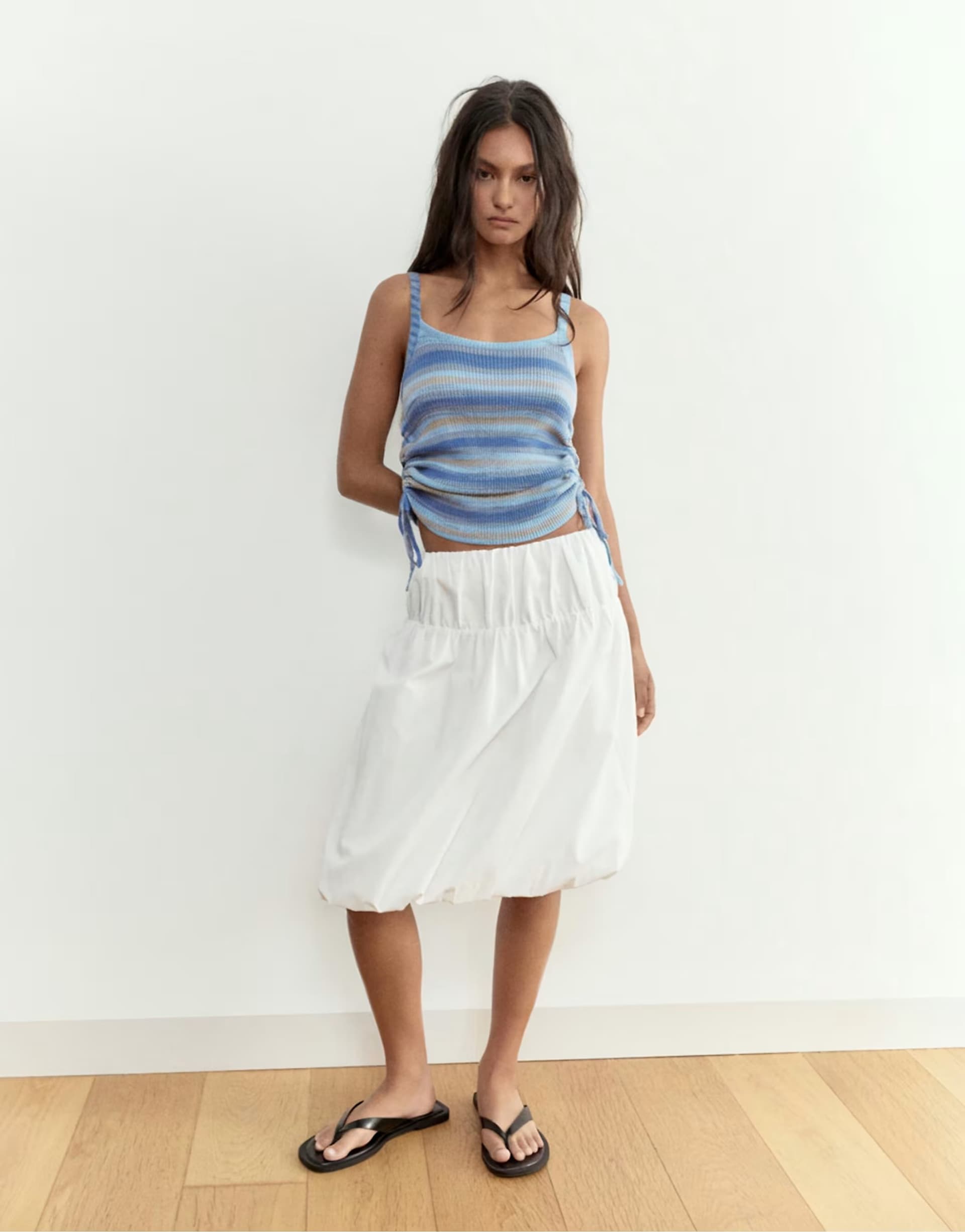 ASOS Pull&Bear Ruched tank top in blue