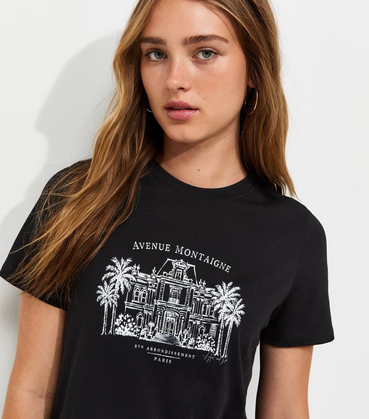 New Look New Look Black Cotton Mansion Print Crew Neck T-Shirt