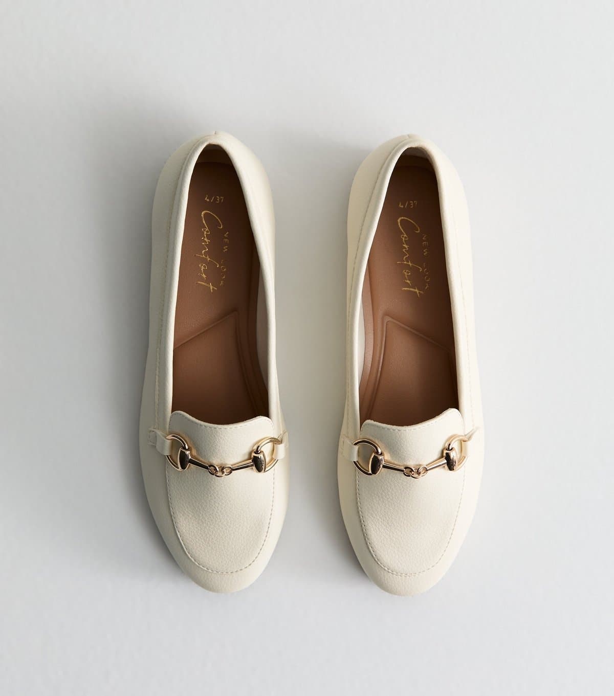 New Look New Look Off White Faux Leather Horsebit Detail Loafers