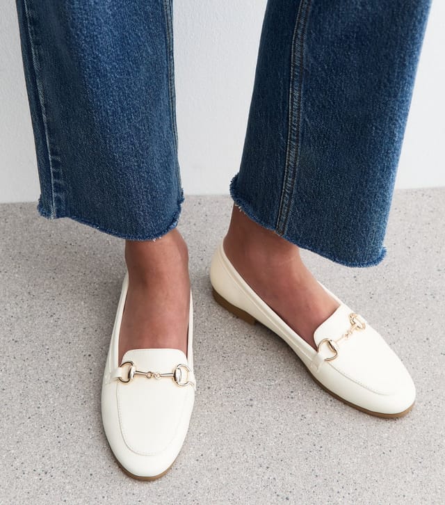 New Look Women's Off White Faux Leather Horsebit Detail Loafers New Look - 2