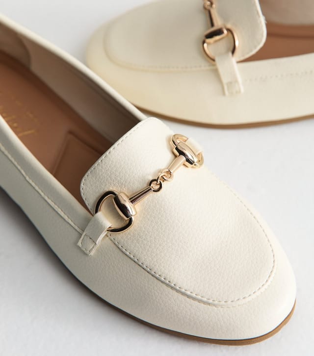 New Look Women's Off White Faux Leather Horsebit Detail Loafers New Look - 3