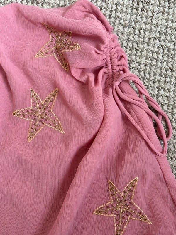 Topshop Topshop pink mini skirt with star embroidery
