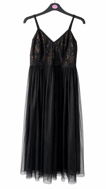 New Look New Look Black Lace Mesh Midi Dress