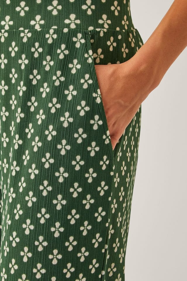 Monsoon Monsoon Women's Daisey Geometric Wide Leg Trousers Green - 3