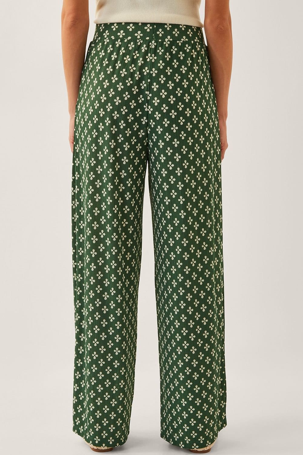 Monsoon Monsoon Women's Daisey Geometric Wide Leg Trousers Green - 4