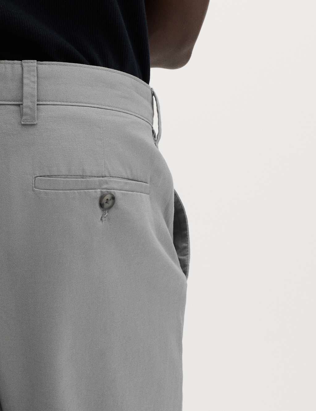 Marks & Spencer M&S Regular Fit Cotton Linen Blend Chinos Pewter - 2