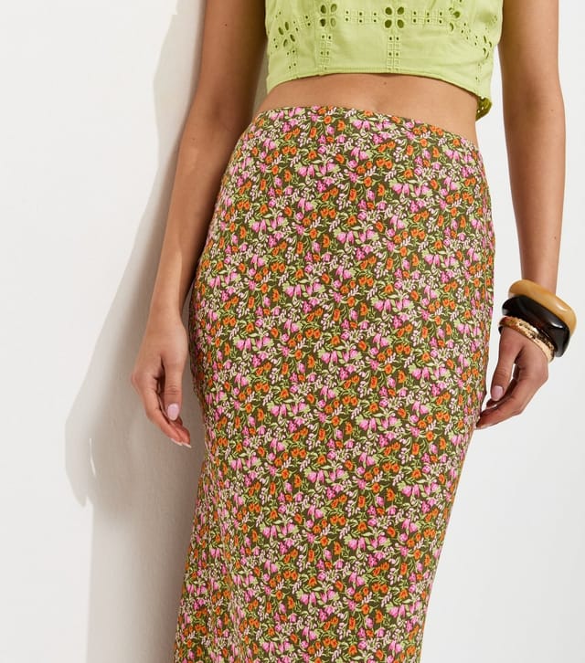 New Look Women's Green Floral Print Midi Skirt New Look - 2