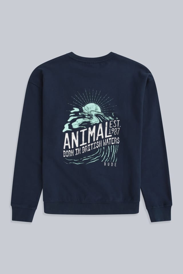 Animal Animal Men's 'Jonah' Bude Print Warm Comfortable Breathable Soft Cotton Sweatshirt in Navy - 2