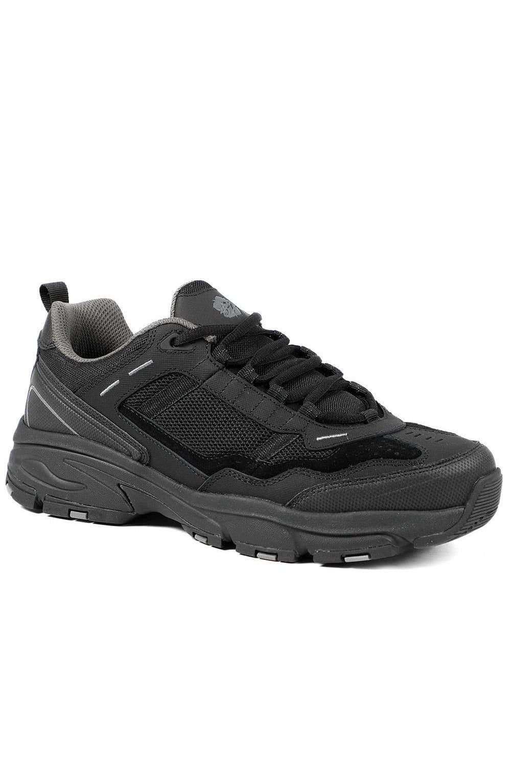 Pavers Pavers Men's Extra Wide Leather Memory Foam Lace Up Trainers in Black
