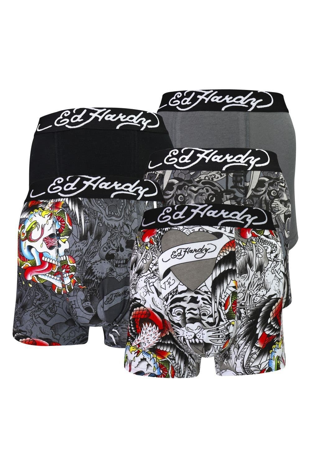 Ed Hardy Ed Hardy Men's 5 Pack Cotton Rich Stretch Aravos Boxers