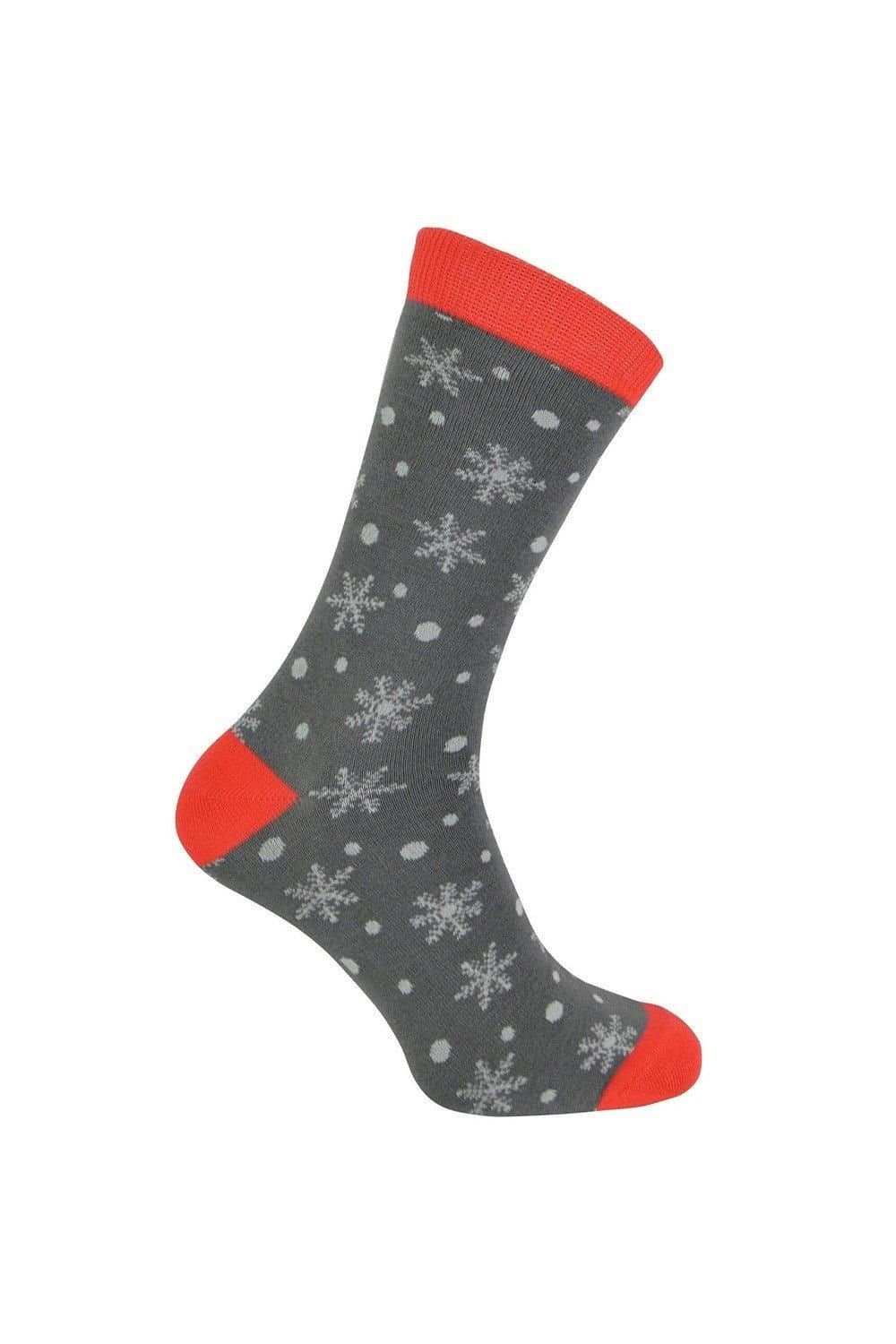Mr Heron Mr Heron Men's Novelty Bamboo Christmas Socks with Ruldoph & Santa in Grey