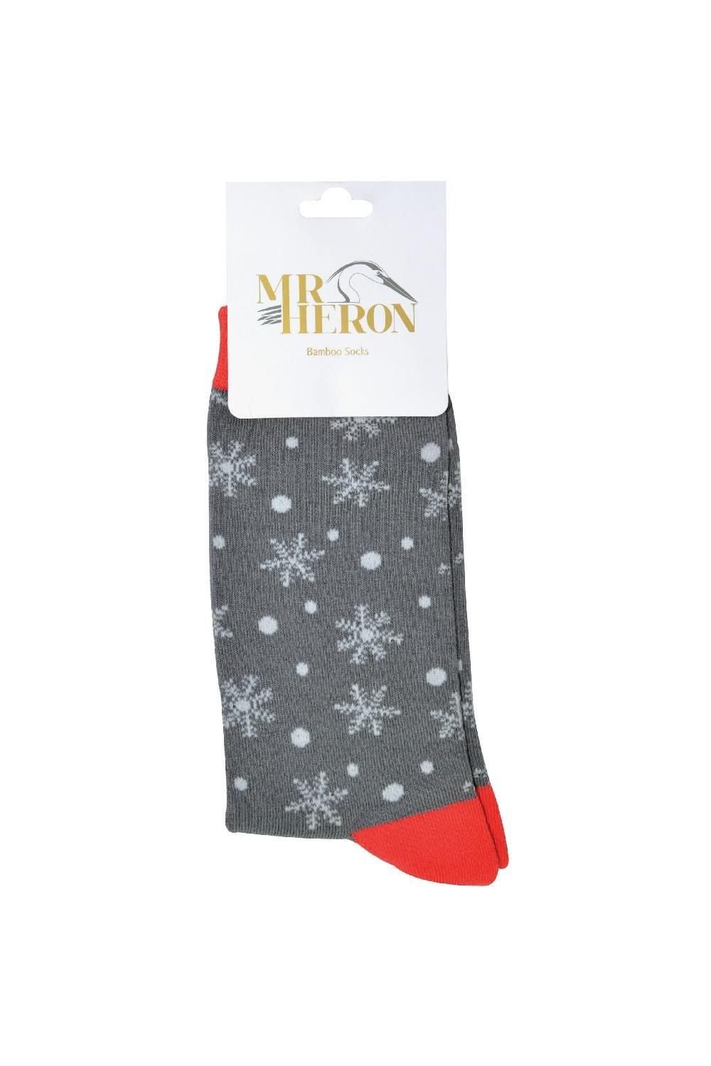 Mr Heron Mr Heron Men's Novelty Bamboo Christmas Socks with Ruldoph & Santa in Grey - 2