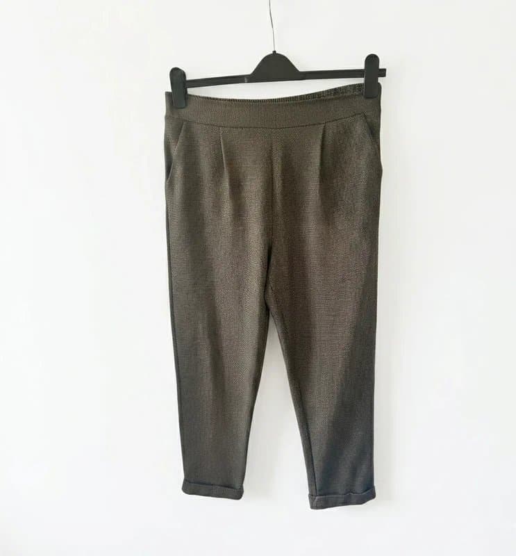 Papaya Papaya Grey Textured Ankle Grazer Trousers - Size 12 (Inside Leg 26")